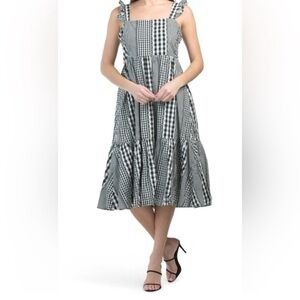 CROSBY by Mollie Burch Black + White checkered maxi dress